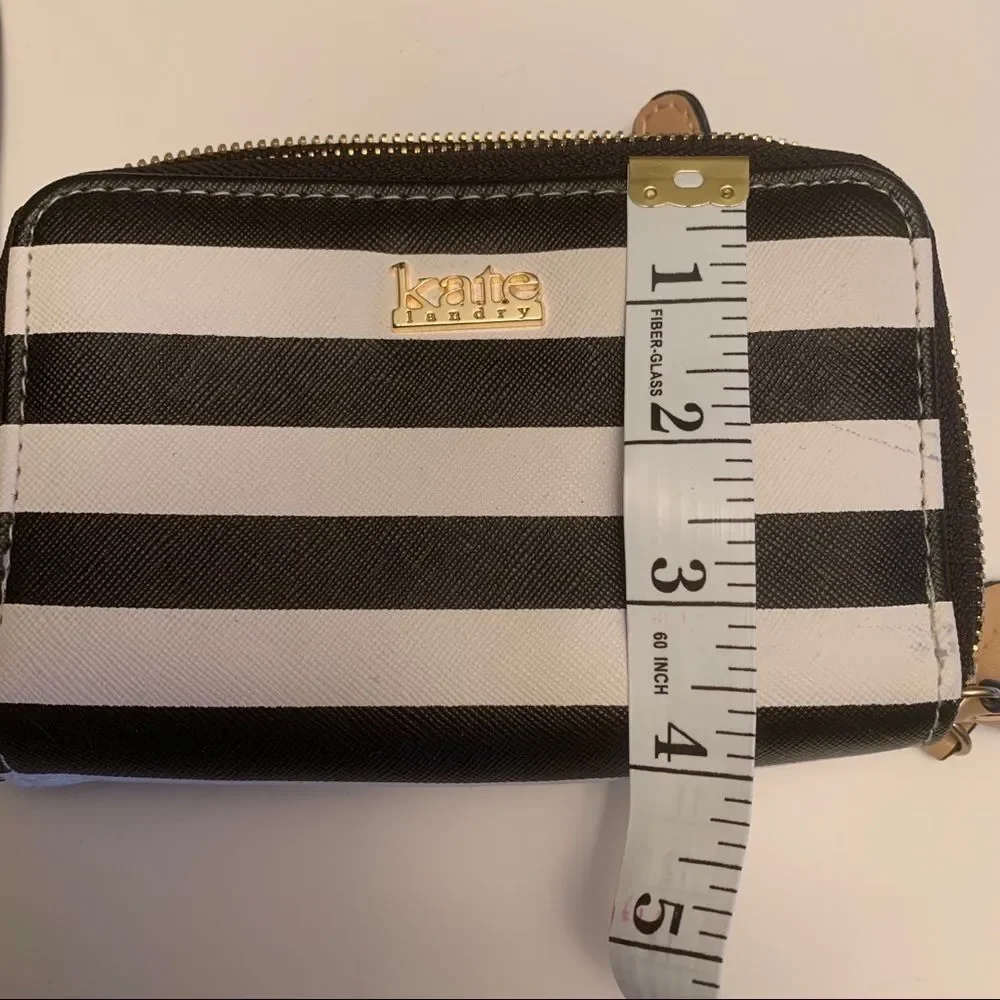 Kate Landry Black and White Striped‎ Wristlet